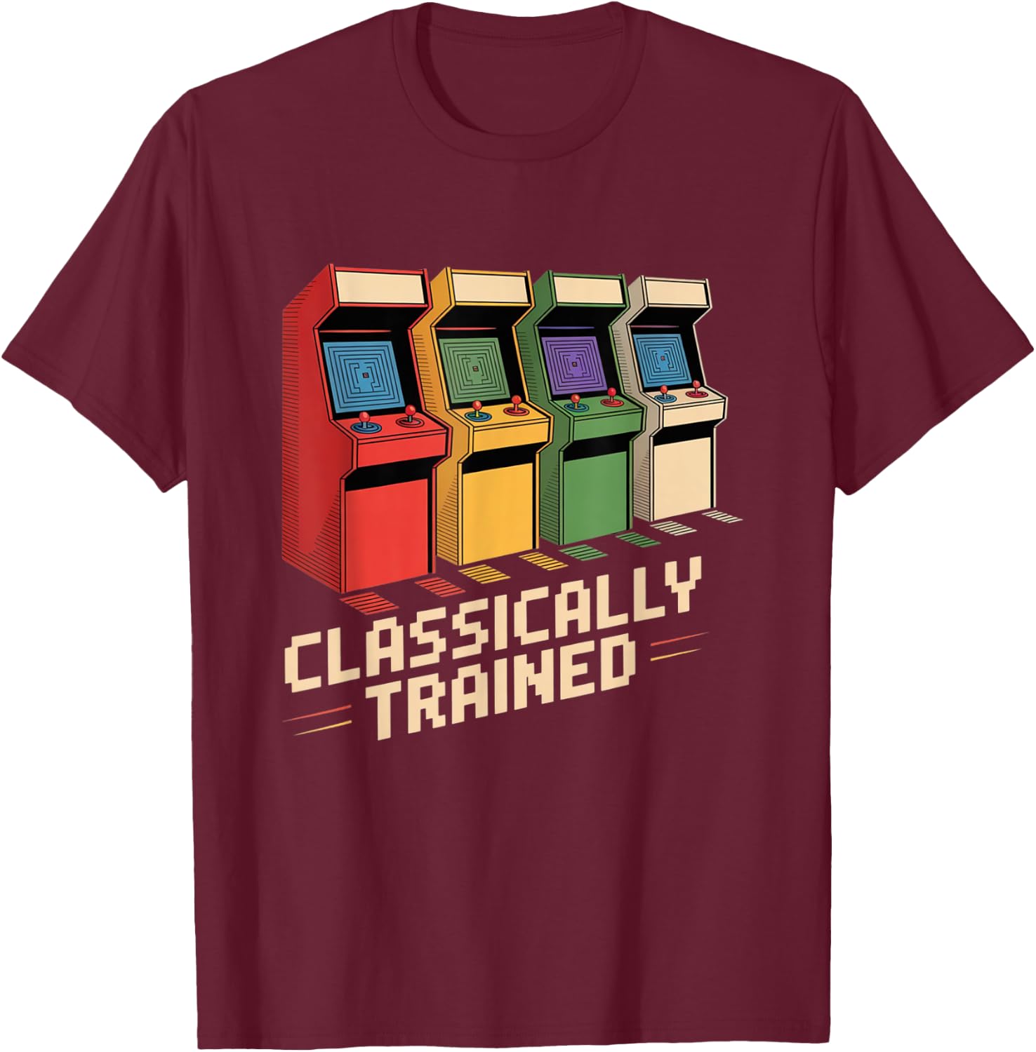 Vintage Arcade Cabinet Video Gaming T-Shirt - T-Shirt | Maroon