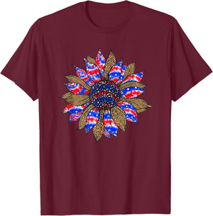 Sunflower Fourth 4th Of July American Flag Tie Dye T-Shirt - T-Shirt | Maroon