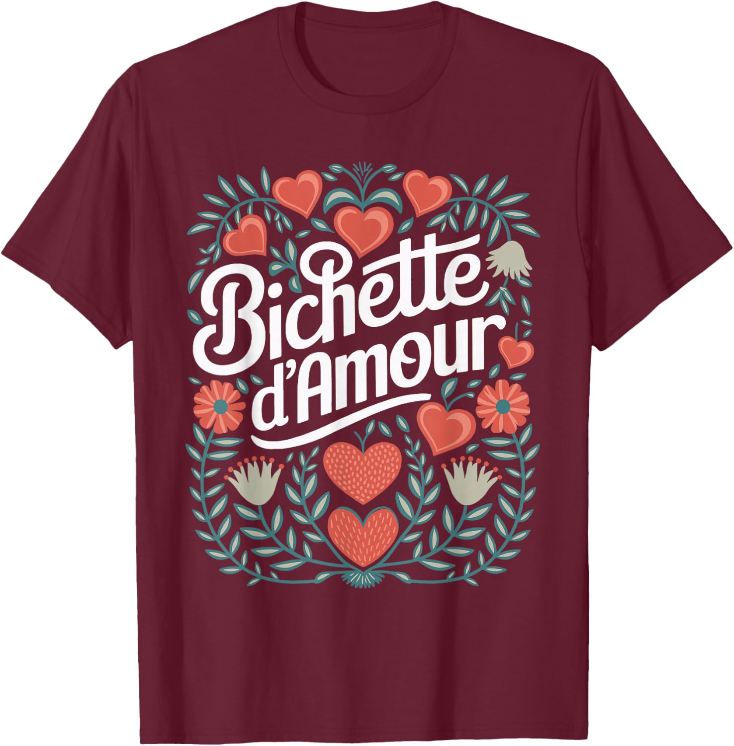 Bichette d'Amour Gift Women's Bichette d'Amour , Black, S T-Shirt - T-Shirt | Maroon