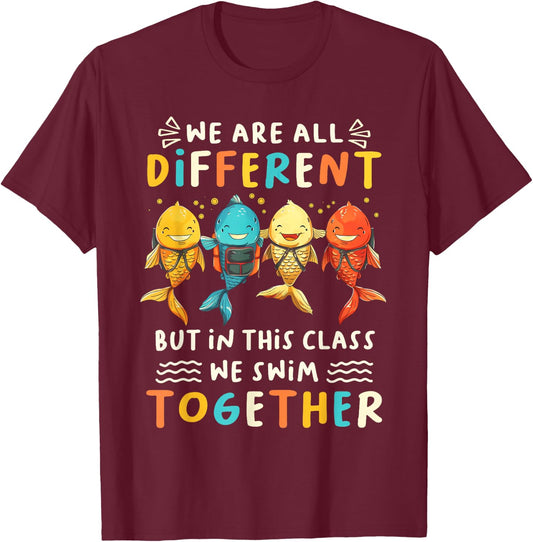 Special Education Sped Teacher Student We Swim Together Kids T-Shirt - T-Shirt | Maroon
