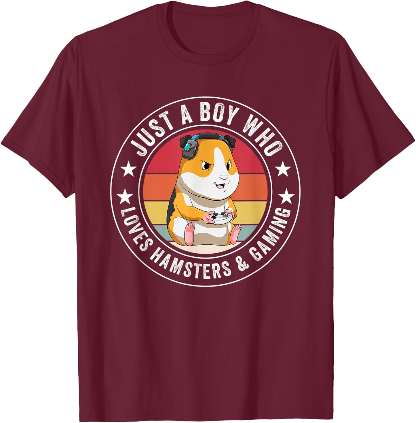 Hamster Gamer Kawaii Gaming Anime Apparel for Boys Girls T-Shirt - T-Shirt | Maroon