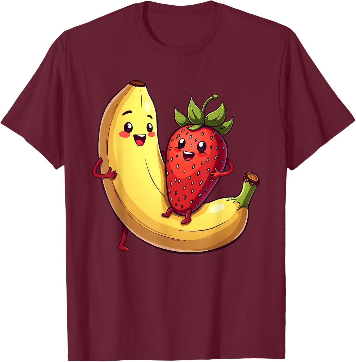 Erdbeere Banane Outfit Früchte Obst Kawaii Frucht Comic T-Shirt - T-Shirt | Maroon