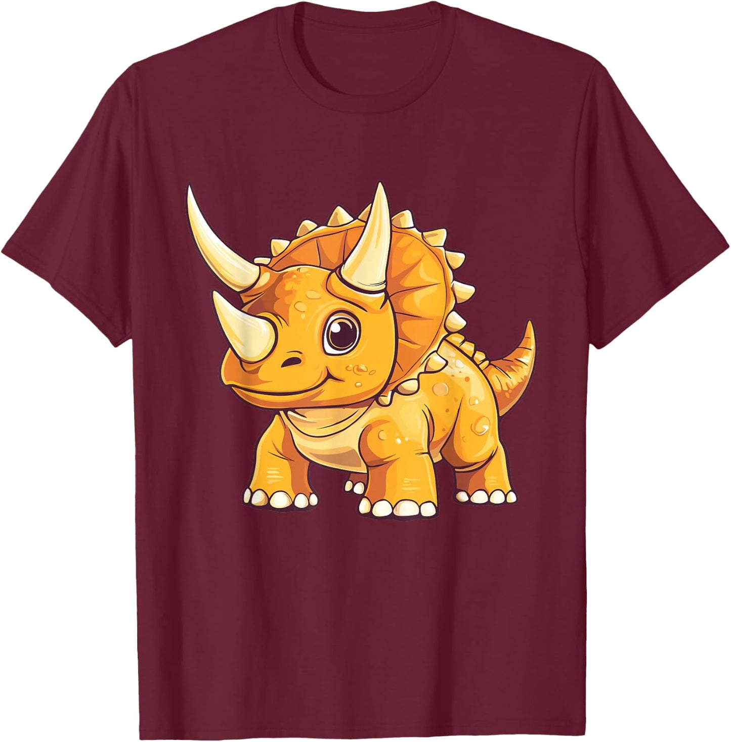 Kids Triceratops T-Shirt - T-Shirt | Maroon
