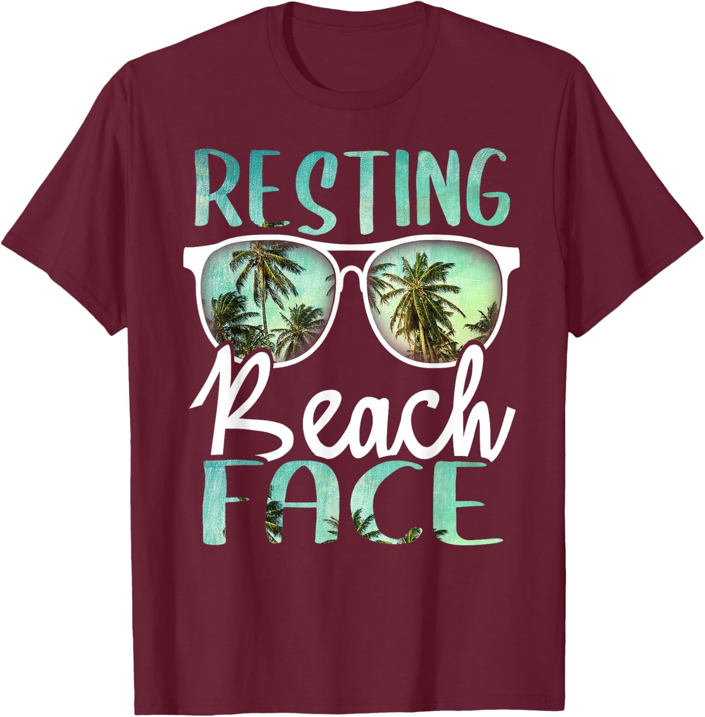 Resting Beach Face Vintage Retro Funny Beach Vacation Women T-Shirt - T-Shirt | Maroon