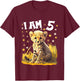 5 Years old 5 birthday Cheetahs Boy Girl Cheetah T-Shirt - T-Shirt | Maroon