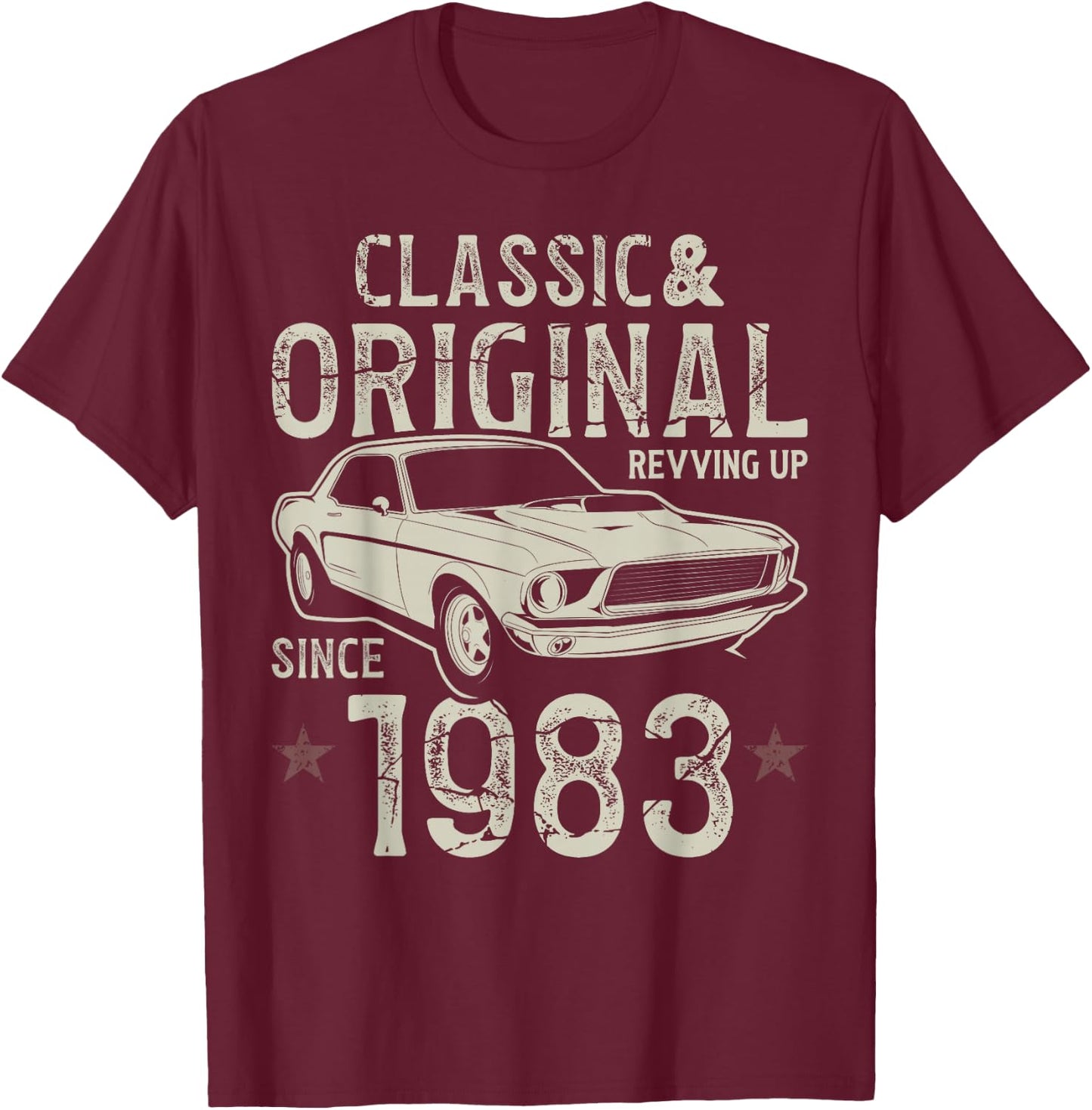 43e anniversaire 1983 Voiture classique T-Shirt - T-Shirt | Maroon