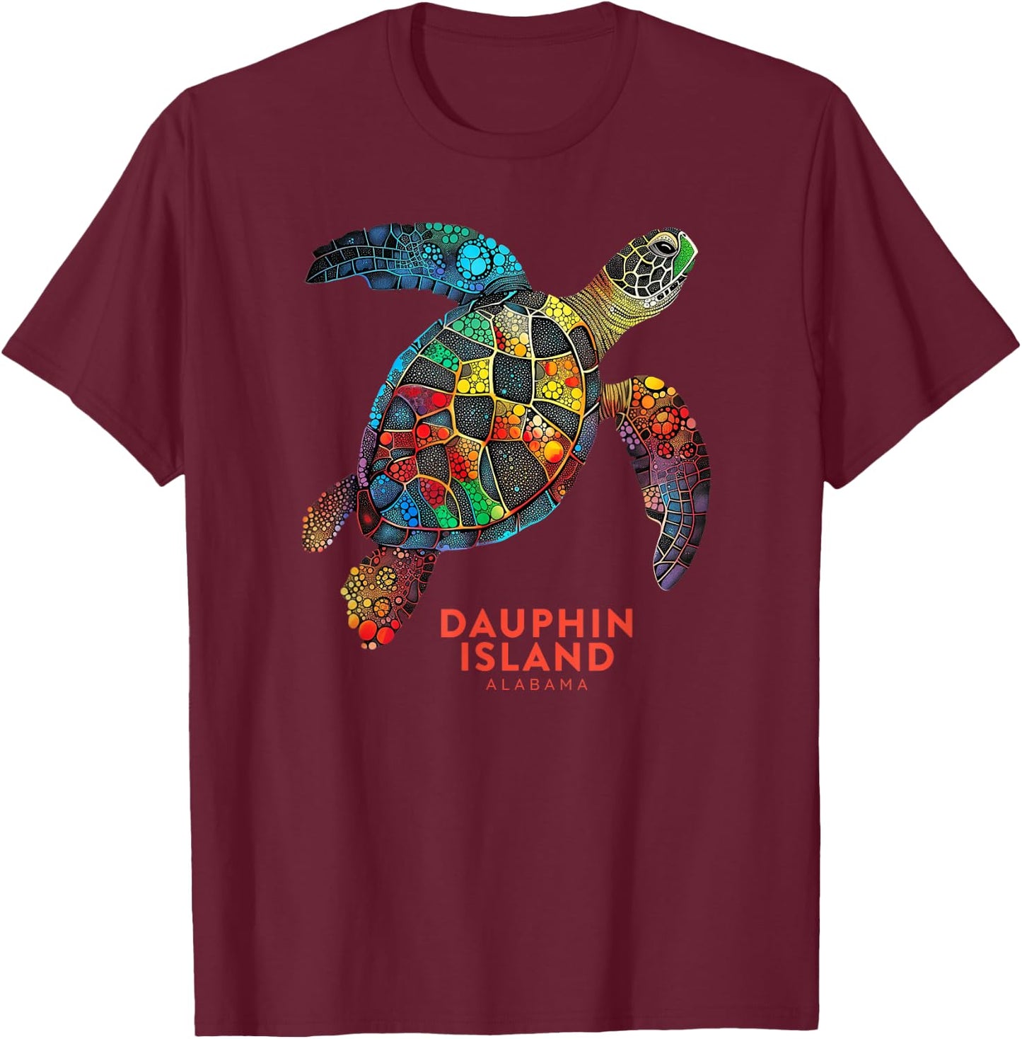 Dauphin Island Alabama Summer Vacation Sea Turtle Vintage Men Women T-Shirt - T-Shirt | Maroon