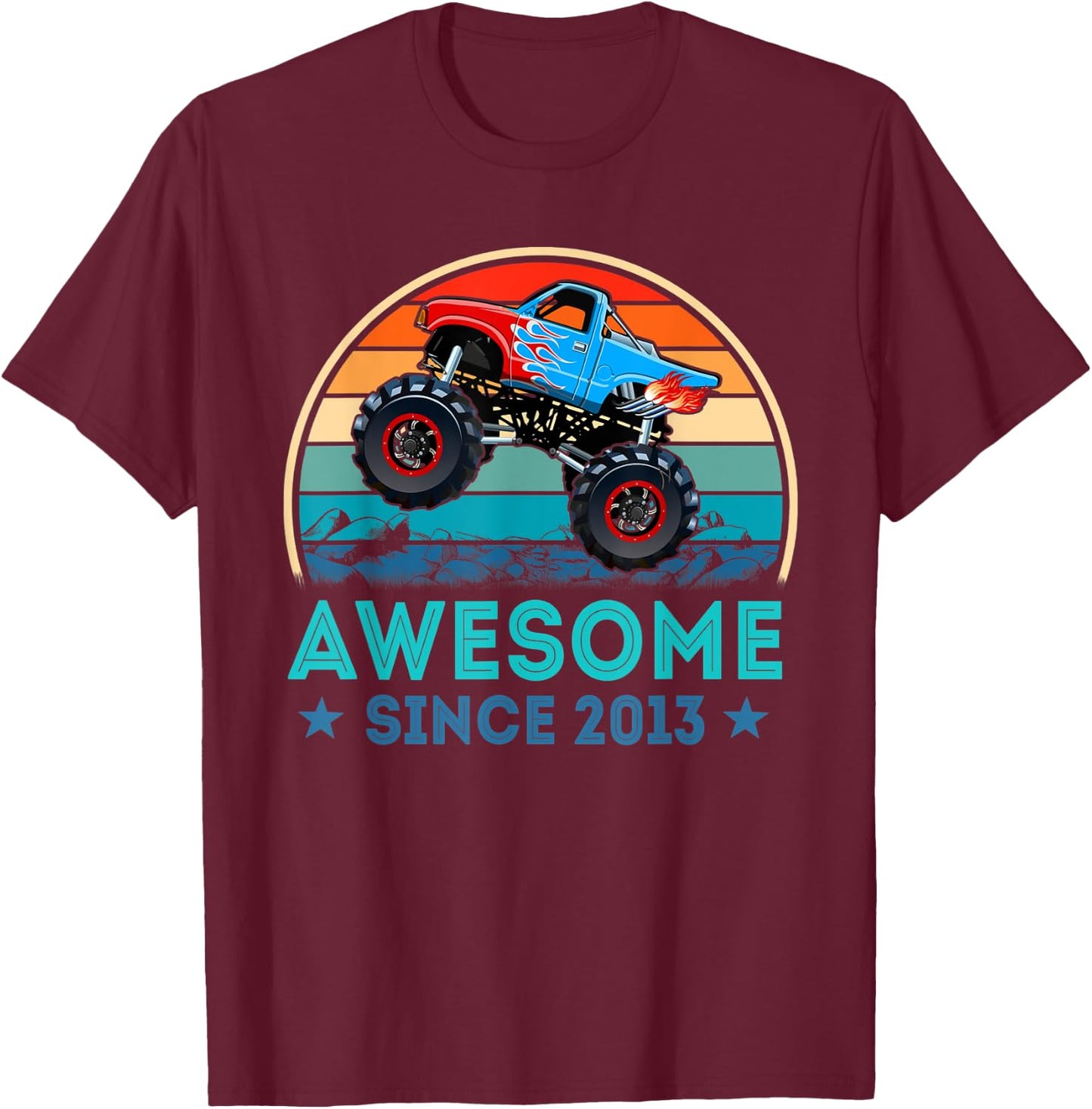Awesome Since 2013 6th Years Old Monster Truck Shirt T-Shirt - T-Shirt | Maroon