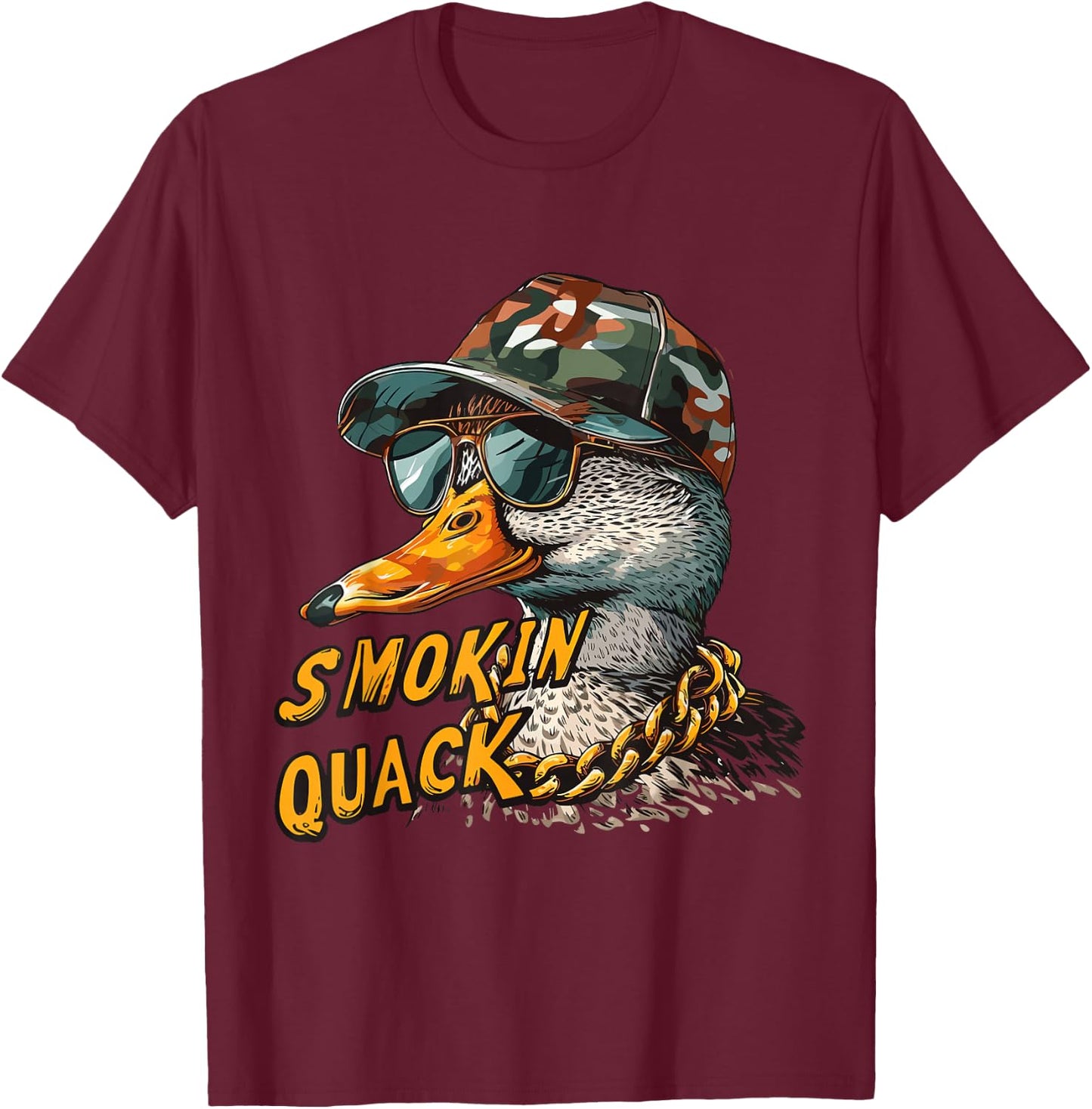 Duck Hunting Smokin Quack Duck Hunting Lover T-Shirt - T-Shirt | Maroon