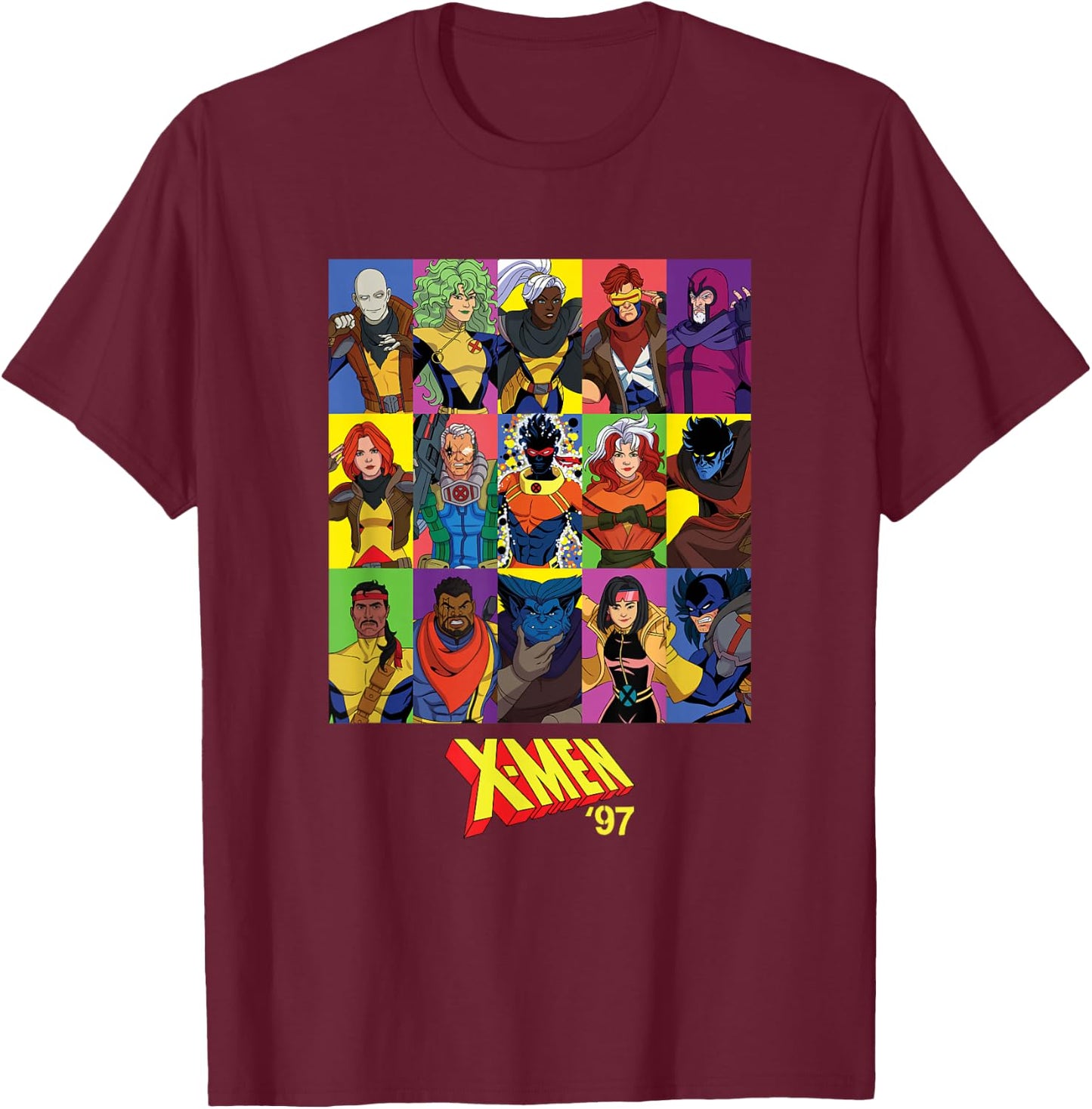 Marvel Studios X-Men '97 Season 2 All-New Character Grid T-Shirt - T-Shirt | Maroon