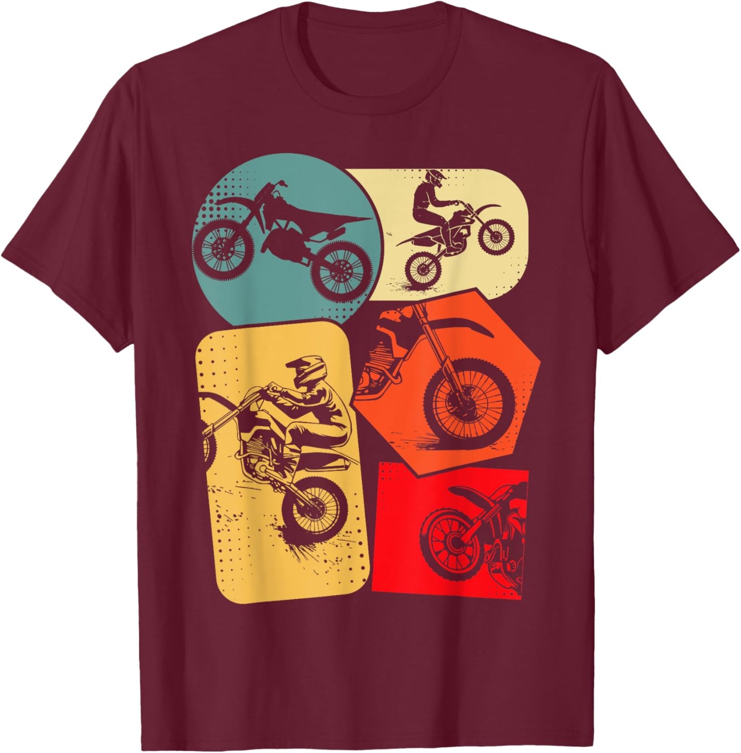 Dirt Bike Motocross Enduro , Black, S T-Shirt - T-Shirt | Maroon