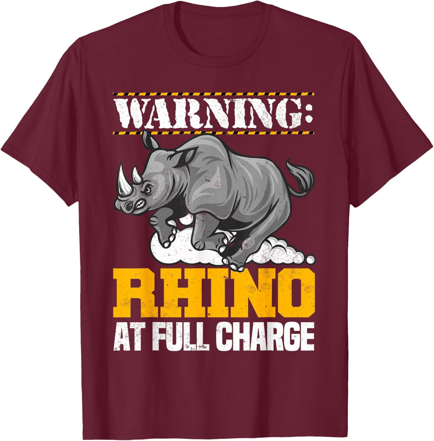 Rhino At Full Charge Cute Design For Rhino Lover T-Shirt - T-Shirt | Maroon