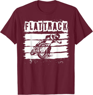 FLAT TRACK MOTORCYCLE racing dirt track speedway shirt T-Shirt - T-Shirt | Maroon