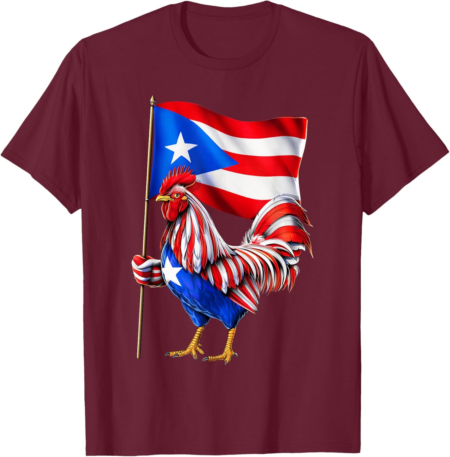 Rooster Puerto Rico Flag Boricua Puerto Rican Heritage T-Shirt - T-Shirt | Maroon