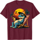 Funny Dino Beach Vacation Dinosaur T-Shirt - T-Shirt | Maroon