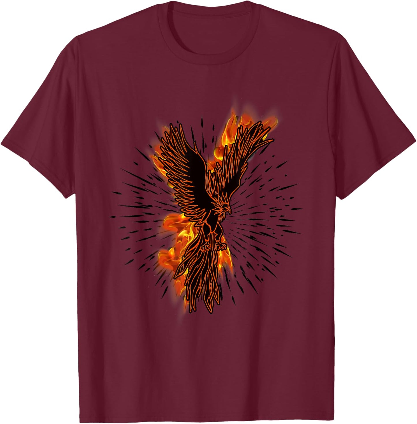 Gothic Burning Phoenix Motorcycle Riders Wild Gift T-Shirt - T-Shirt | Maroon