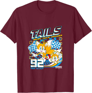 Sonic The Hedgehog Miles 'Tails' Prower 92 Racing Poster T-Shirt - T-Shirt | Maroon