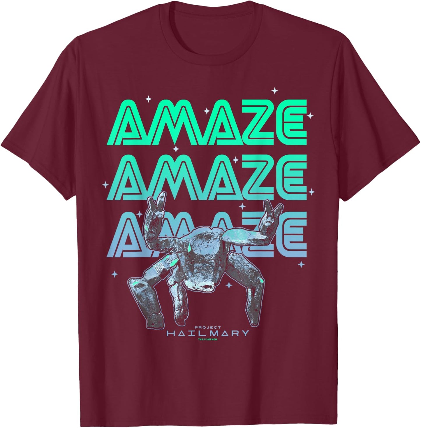 Project Hail Mary Amazing Rocky The Alien Neon Portrait T-Shirt - T-Shirt | Maroon