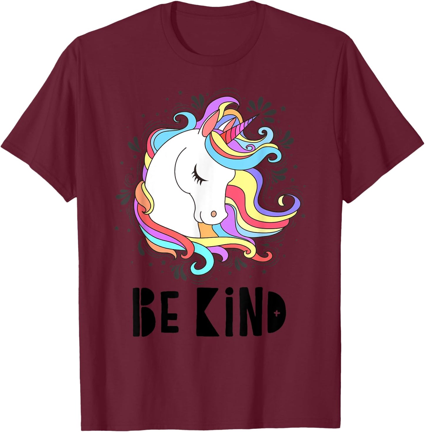 Be Kind Choose Kindness Anti Bullying Cute Rainbow Unicorn T-Shirt - T-Shirt | Maroon