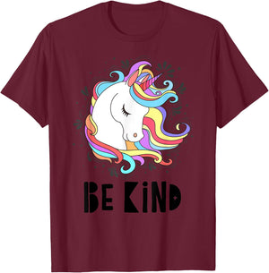 Be Kind Choose Kindness Anti Bullying Cute Rainbow Unicorn T-Shirt - T-Shirt | Maroon