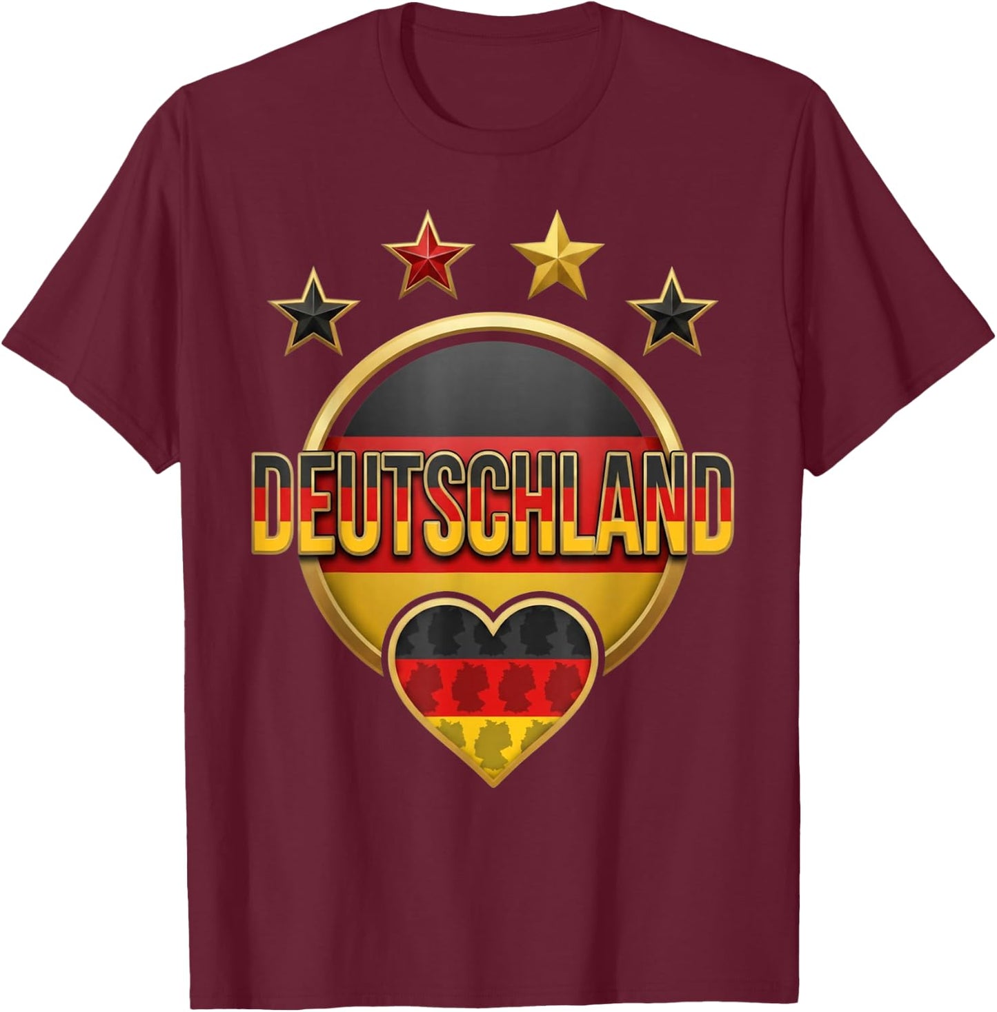 Deutschland Stern und Karte Design Germany T-Shirt - T-Shirt | Maroon
