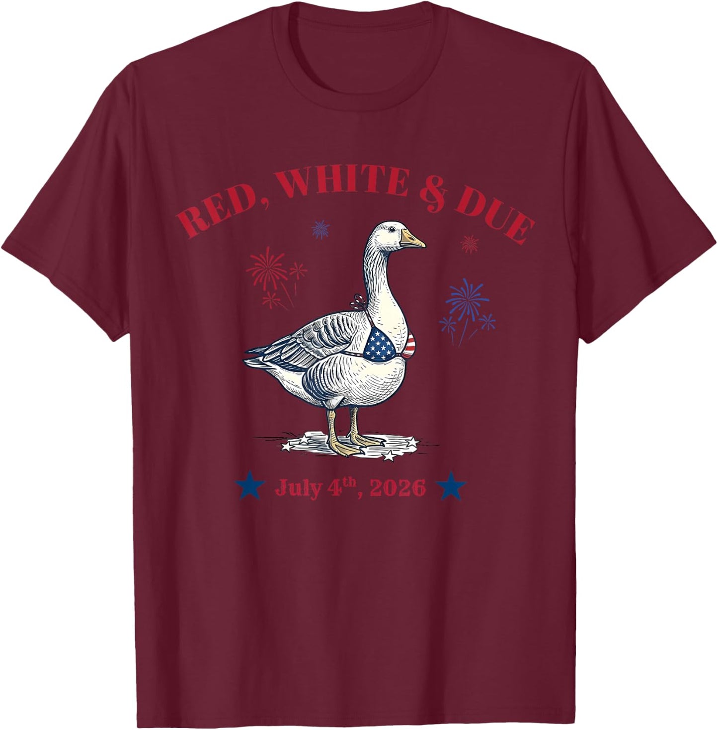 Red White and Due Silly Goose Summer Pregnant 4th of July T-Shirt - T-Shirt | Maroon