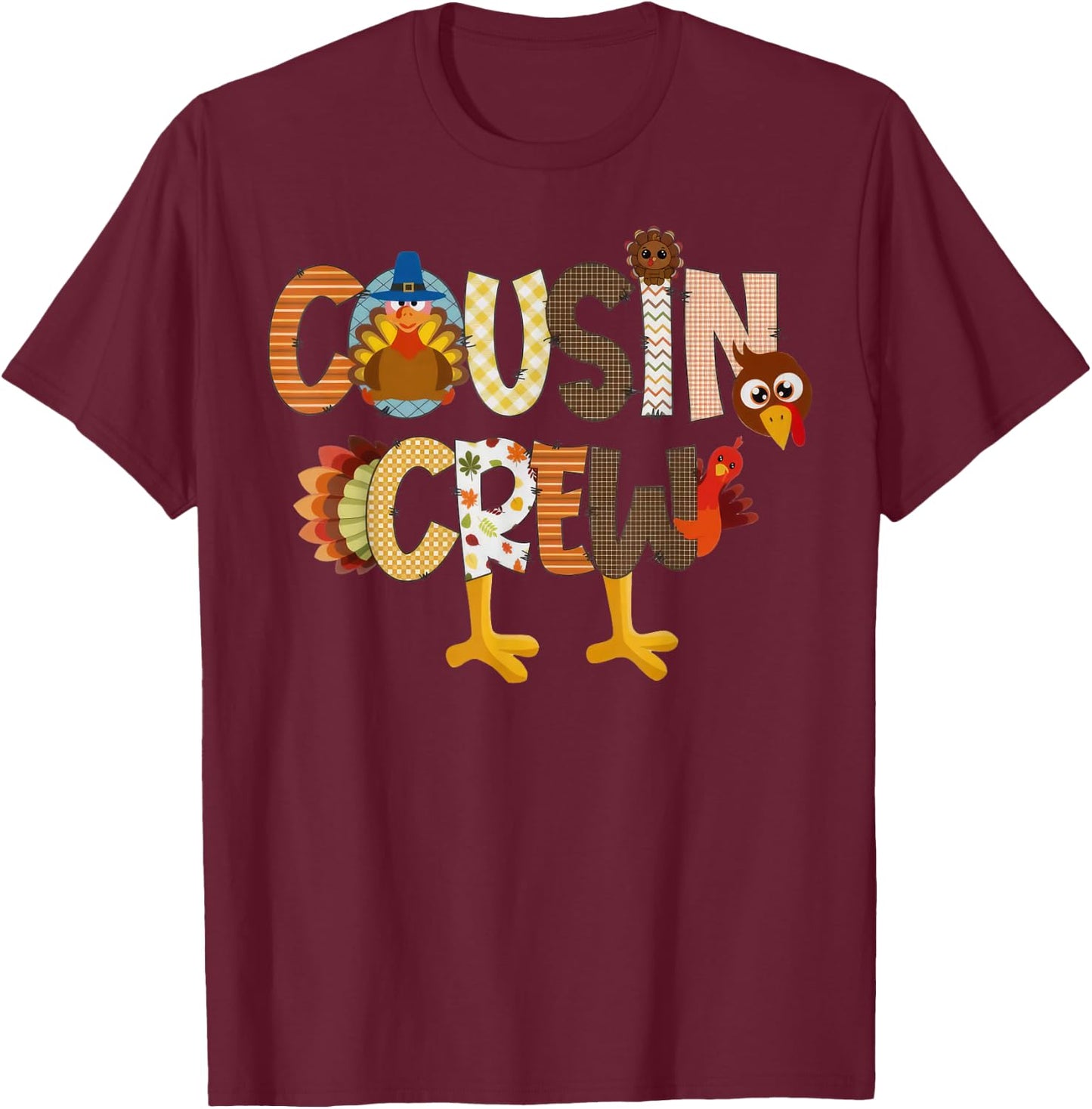 Cousin Crew Thanksgiving Family Matching Turkey Toddler Kids T-Shirt - T-Shirt | Maroon