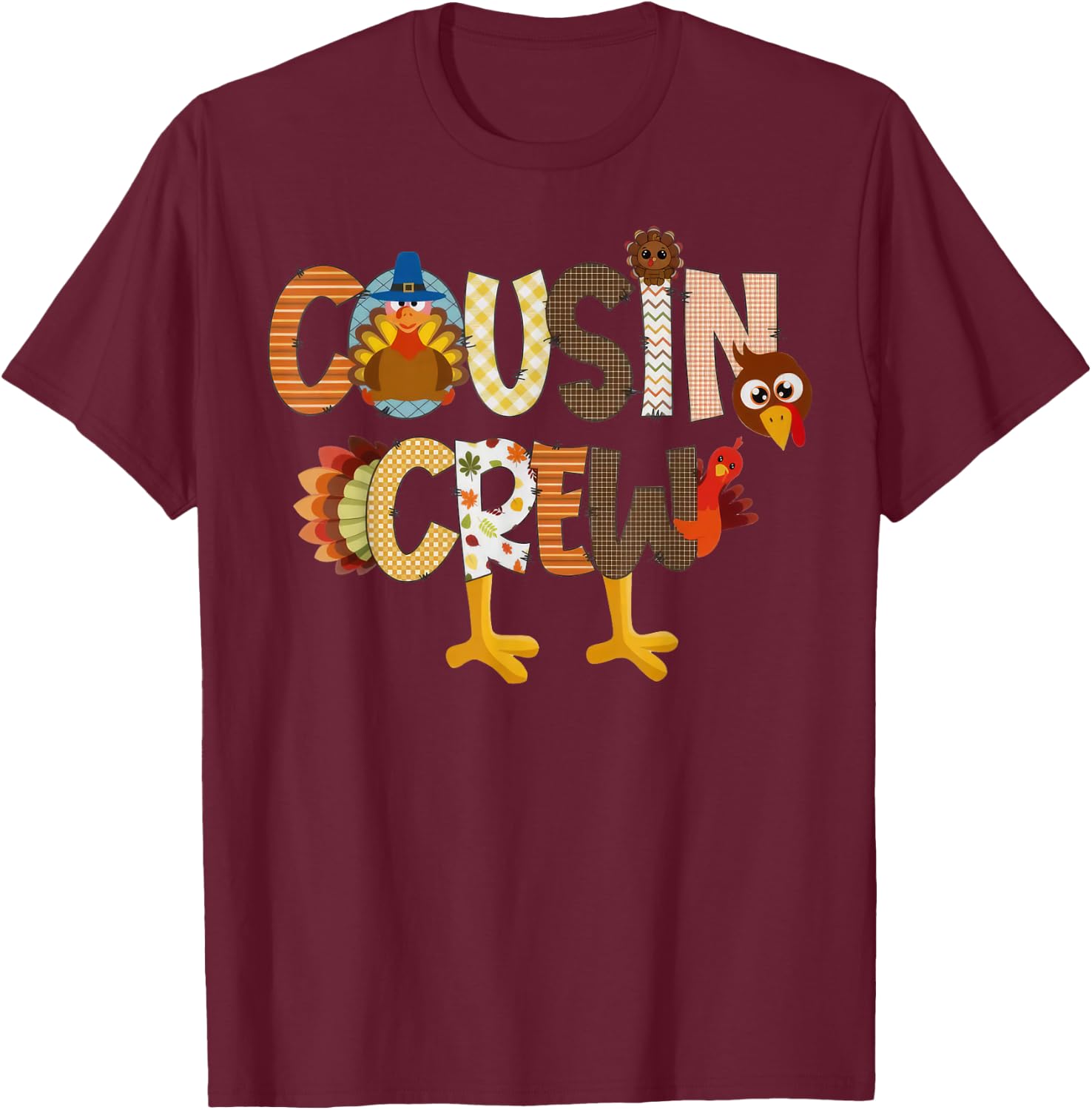 Cousin Crew Thanksgiving Family Matching Turkey Toddler Kids T-Shirt - T-Shirt | Maroon