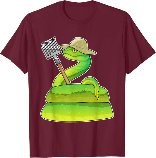 Snake Farmer Rake Farm T-Shirt - T-Shirt | Maroon