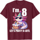 Kids Axolotl 8th Birthday Shirt - I m 8 Lets Party Alotl T-Shirt - T-Shirt | Maroon
