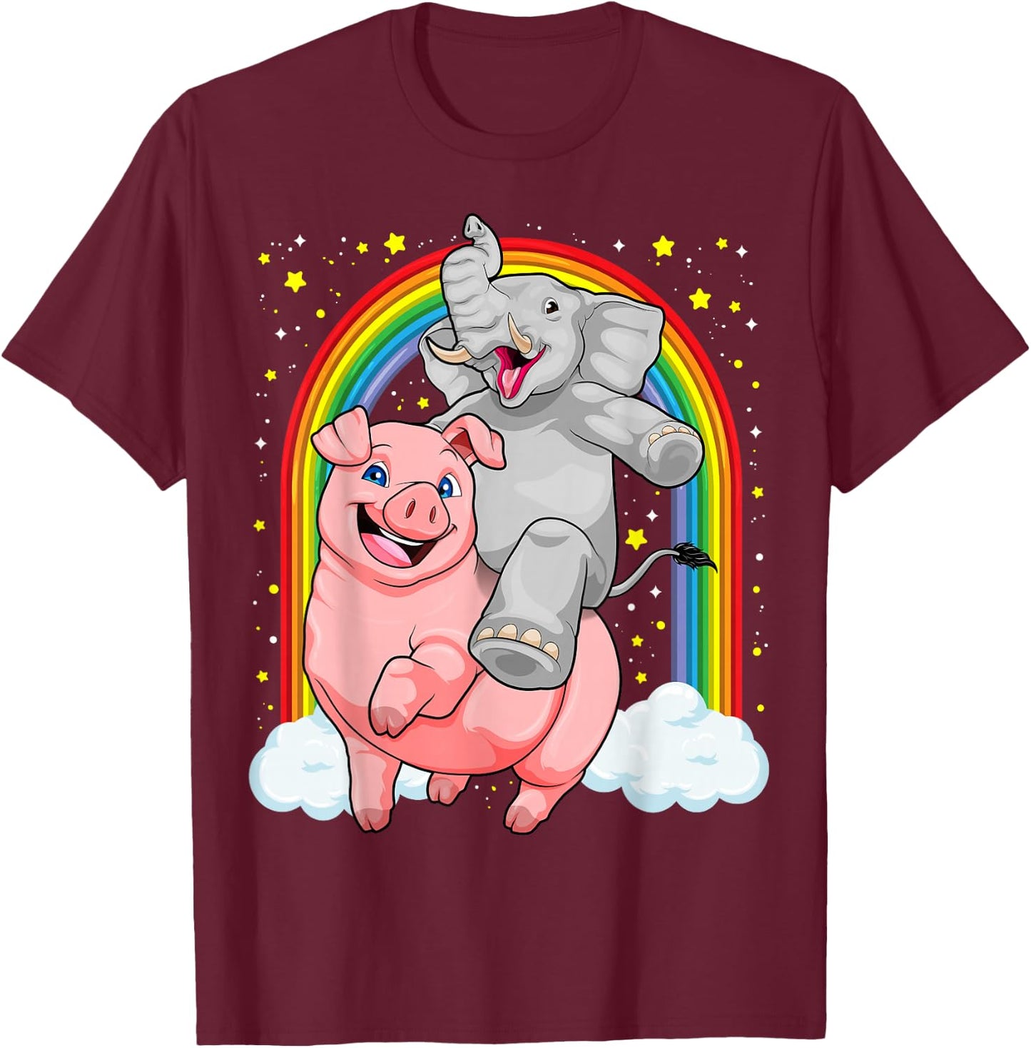 Elephant Riding Pig Funny And Magical Elephant Pig Pun T-Shirt - T-Shirt | Maroon