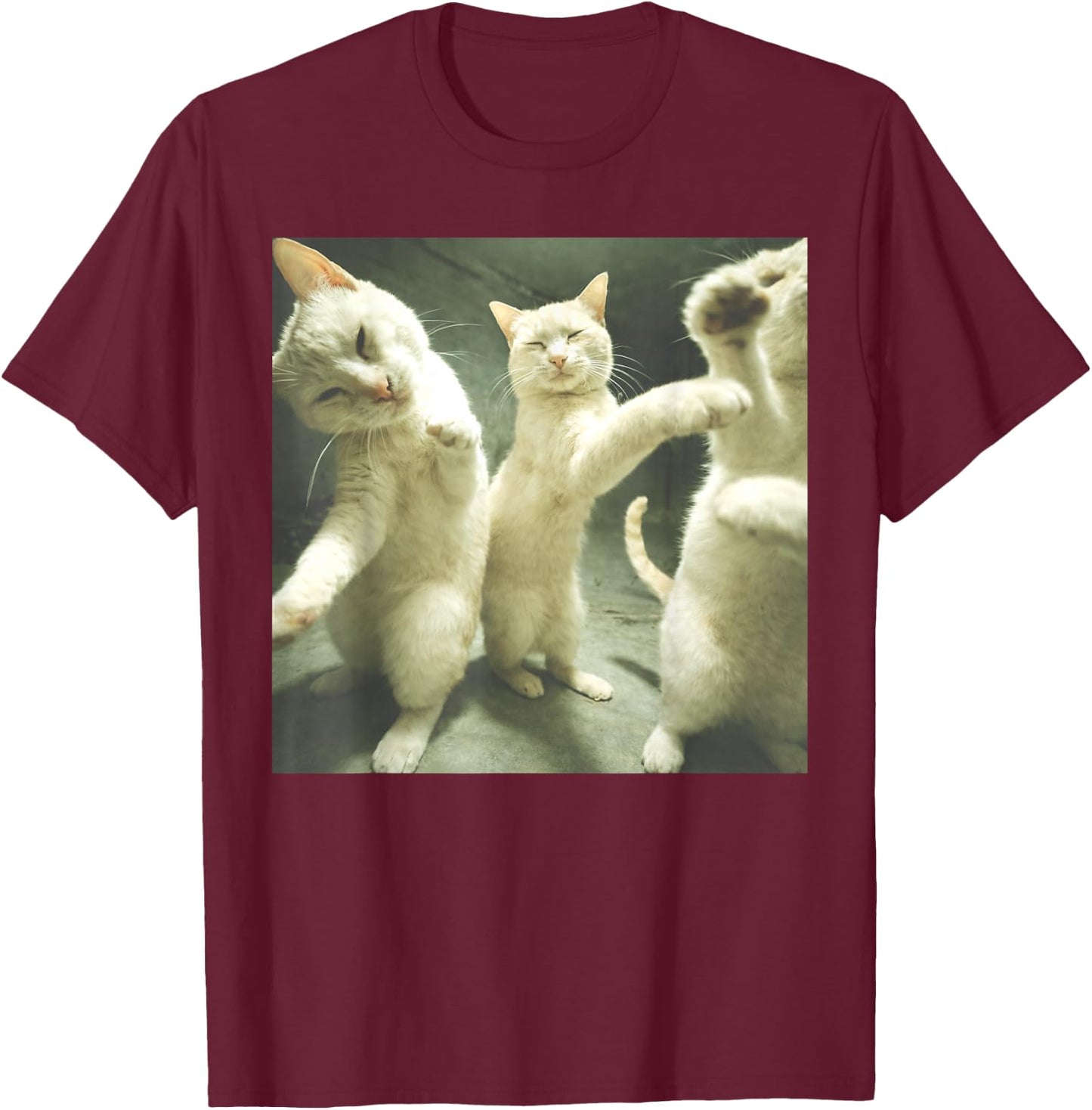 Unhinged Dancing Cats Silly Meme Men Women T-Shirt - T-Shirt | Maroon