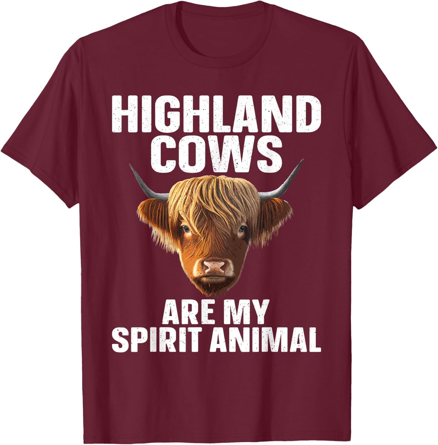 Funny Highland Cow Design Women Highlander Cow Lover T-Shirt - T-Shirt | Maroon