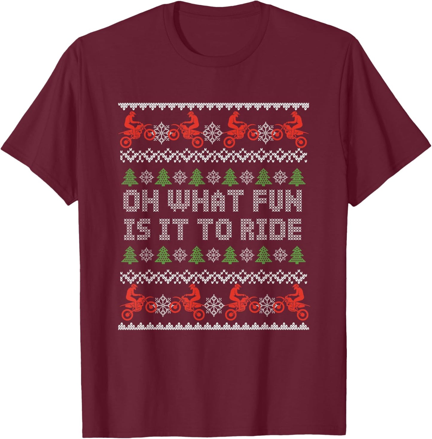 Biker Biking Offroad Extreme Sports Motorbike -Adults Xmas Christmas Motocross Bike Dirt Ride Ugly Gift T-Shirt - T-Shirt | Maroon