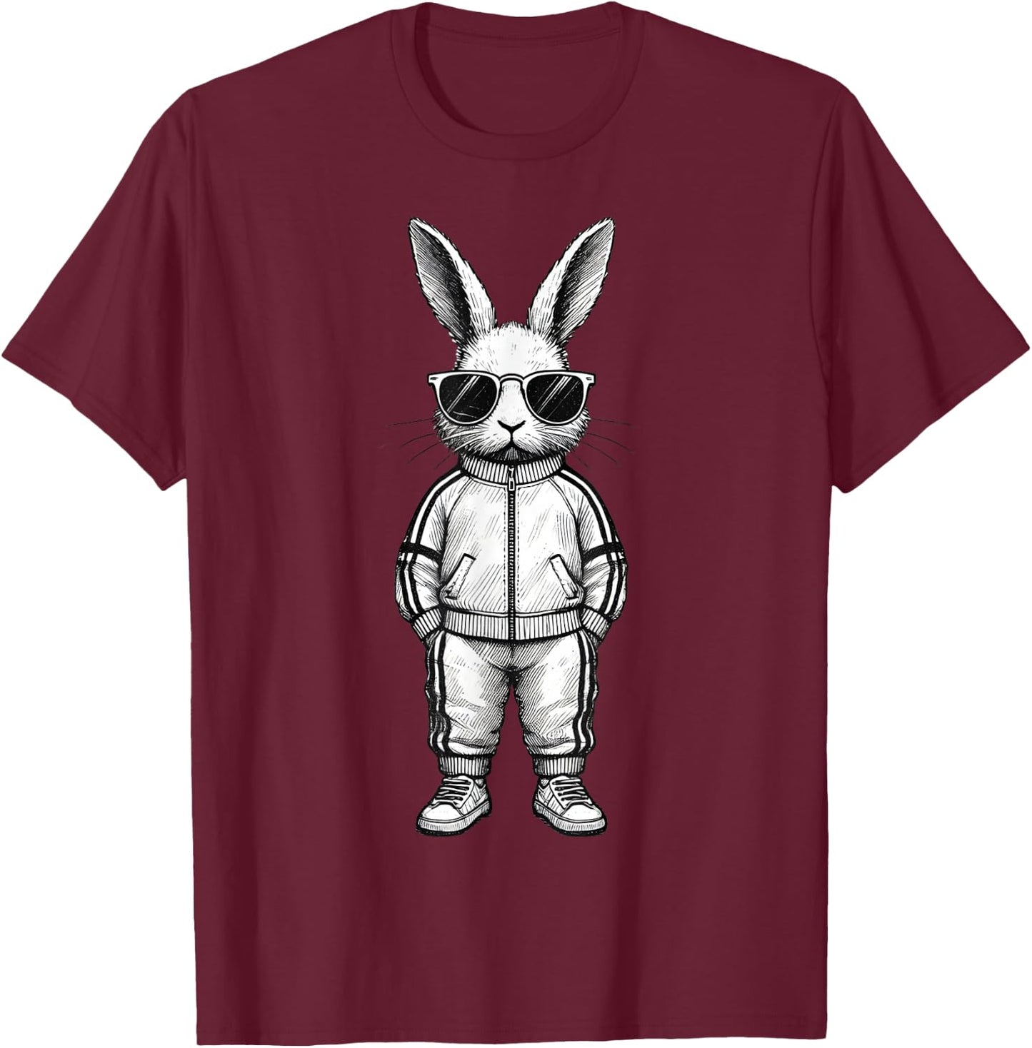 Bunny Face With Sunglasses Easter Day for Boys Men Kids T-Shirt - T-Shirt | Maroon