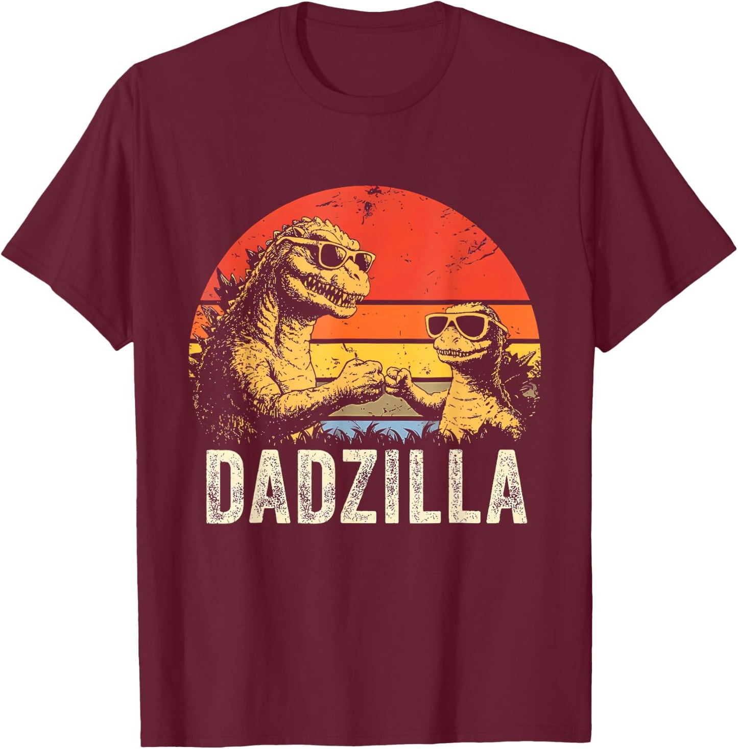 Vintage Dadzilla Father of The Fist Bump Dad Son Daughter T-Shirt - T-Shirt | Maroon