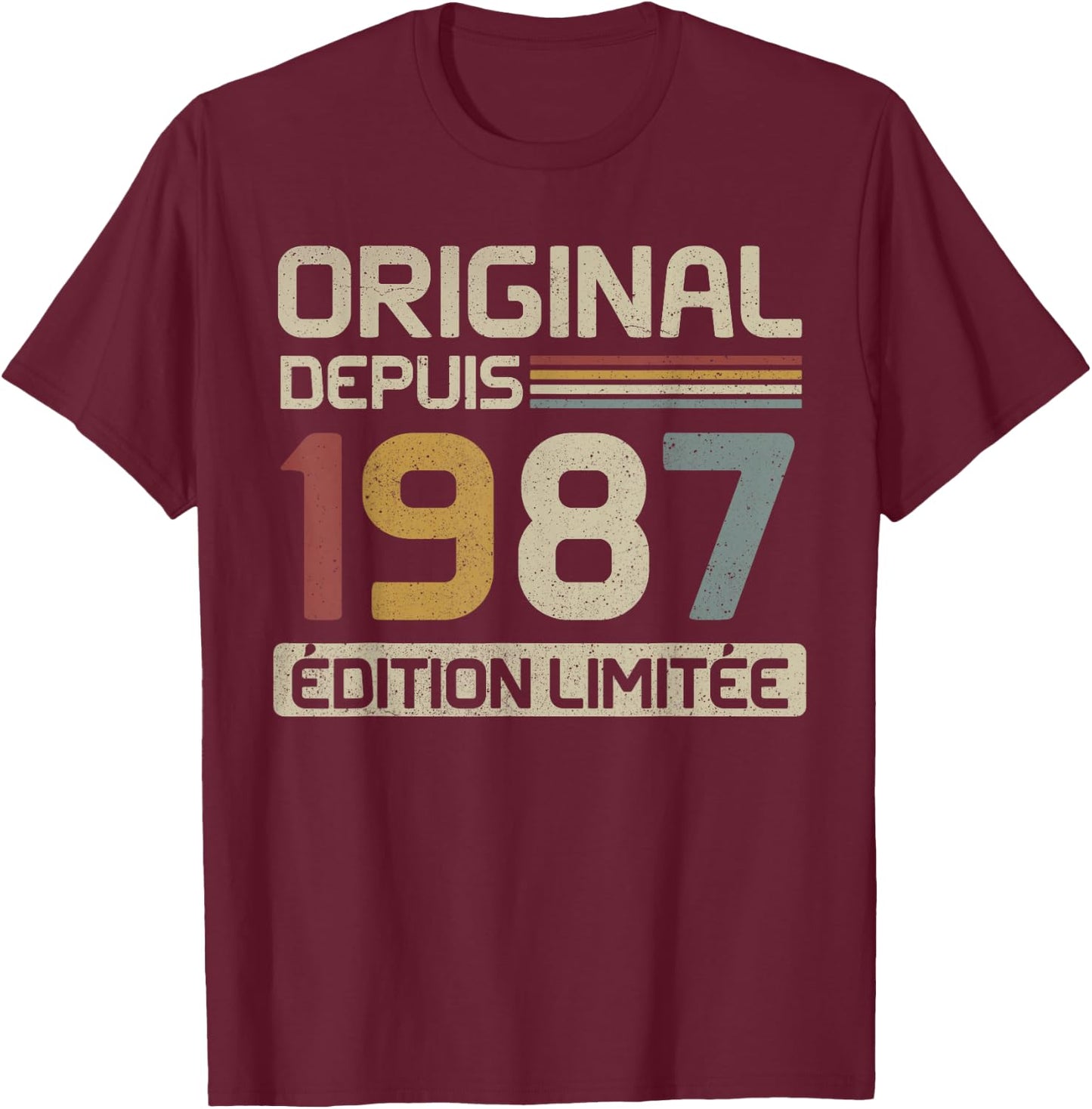 Original 1987 Birthday Gift 38 Years Old anniv 38 years , Black, S T-Shirt - T-Shirt | Maroon