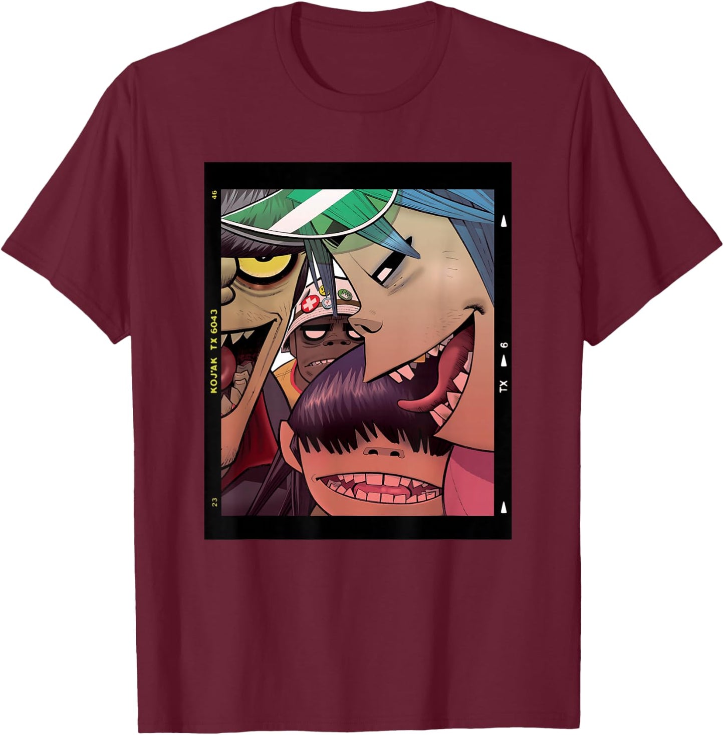 Gorillaz Polaroid Slide , black T-Shirt - T-Shirt | Maroon