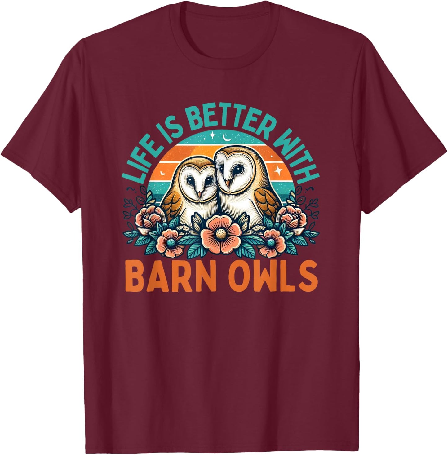 Barn Owl Lover Barn Owls T-Shirt - T-Shirt | Maroon