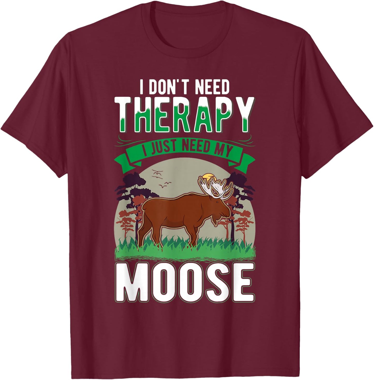 Moose Therapy Moose Antler Scandinavia Moose T-Shirt - T-Shirt | Maroon
