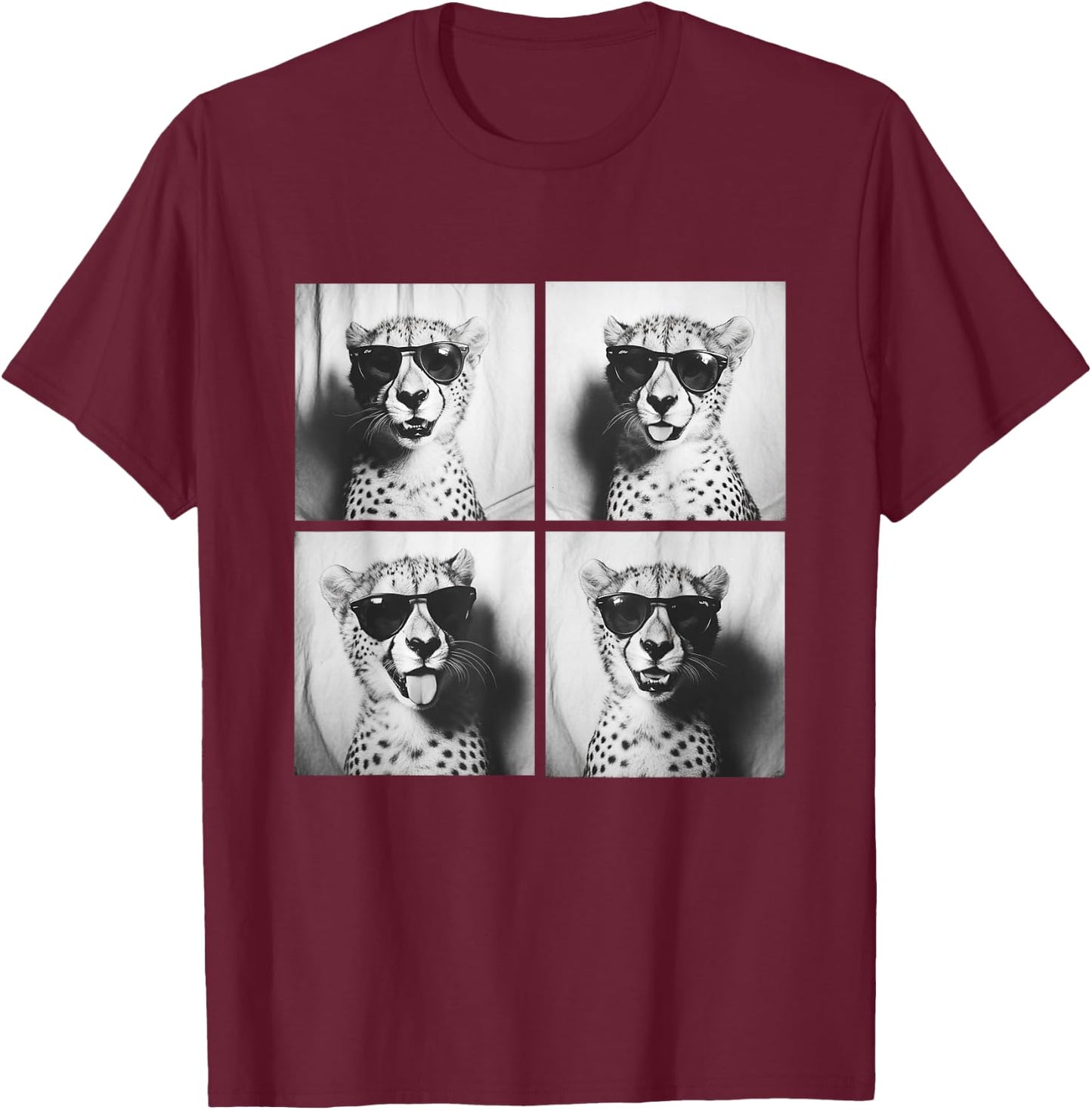 Funny Cheetah with Sunglasses Cool Feline Animals Humor Meme T-Shirt - T-Shirt | Maroon