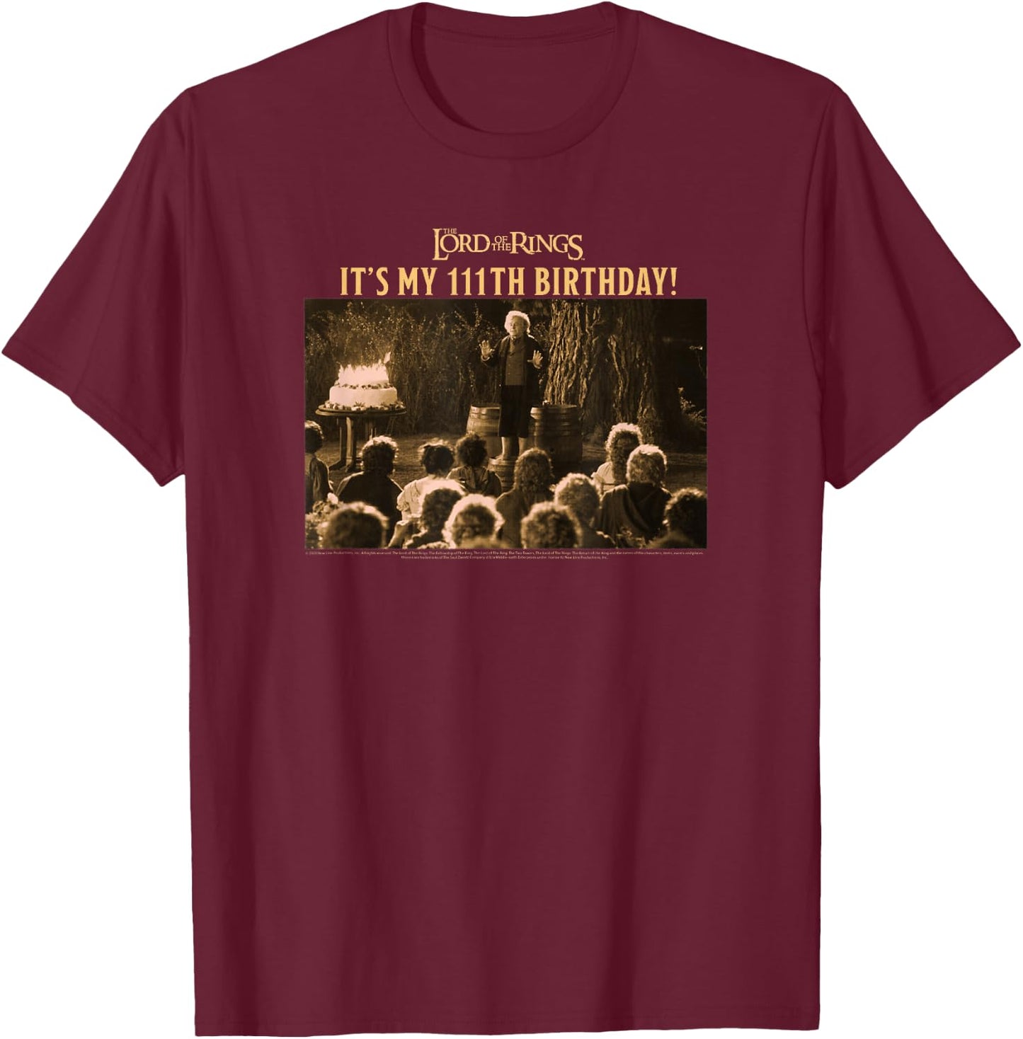 The Lord of The Rings Bilbo Baggins It's My 111th Birthday T-Shirt - T-Shirt | Maroon