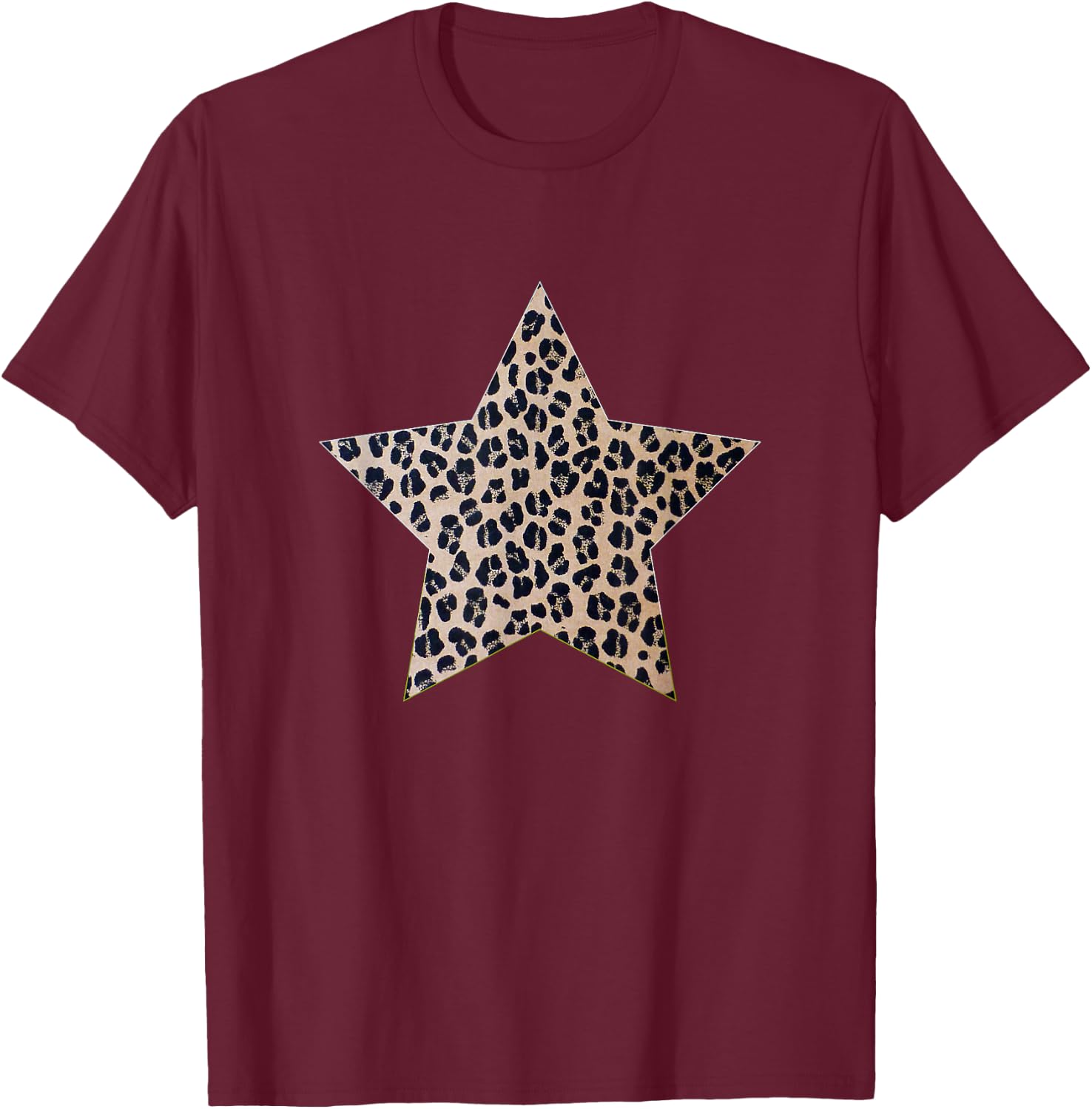 Star Shape - Cute Cheetah Leopard Print Graphic T-Shirt - T-Shirt | Maroon