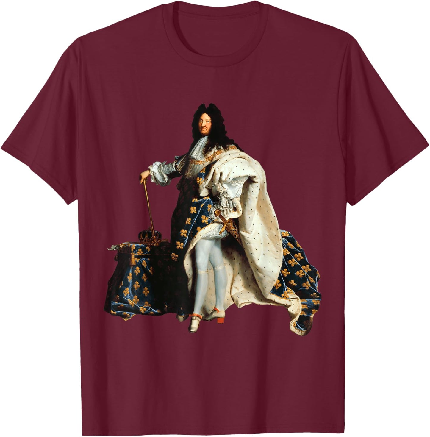 Louis XIV, Louis 14, French King Royalist Fleur de Lys , Black, S T-Shirt - T-Shirt | Maroon