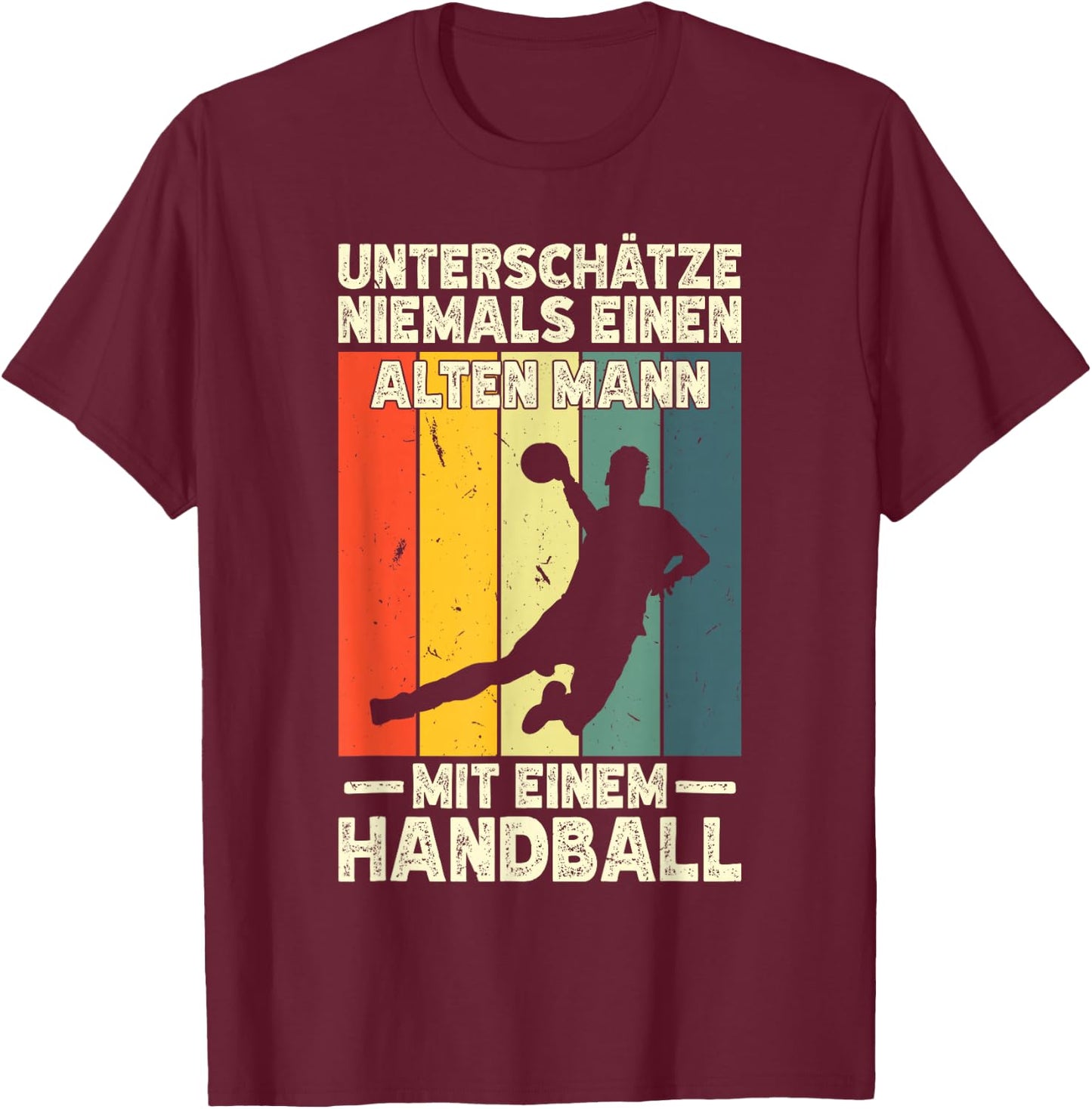 Männer Handballer Einen Alten Mann Mit Einem Handball T-Shirt - T-Shirt | Maroon