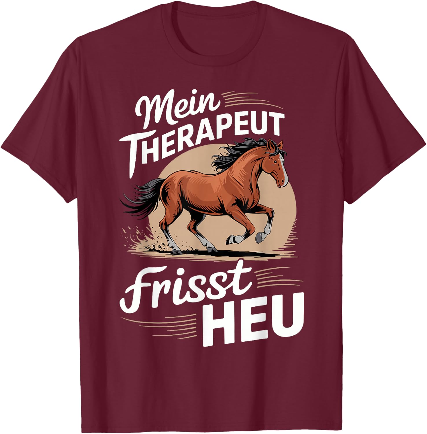 Pferdeliebhaber Pferd Damen reiten Mein Therapeut frisst Heu T-Shirt - T-Shirt | Maroon
