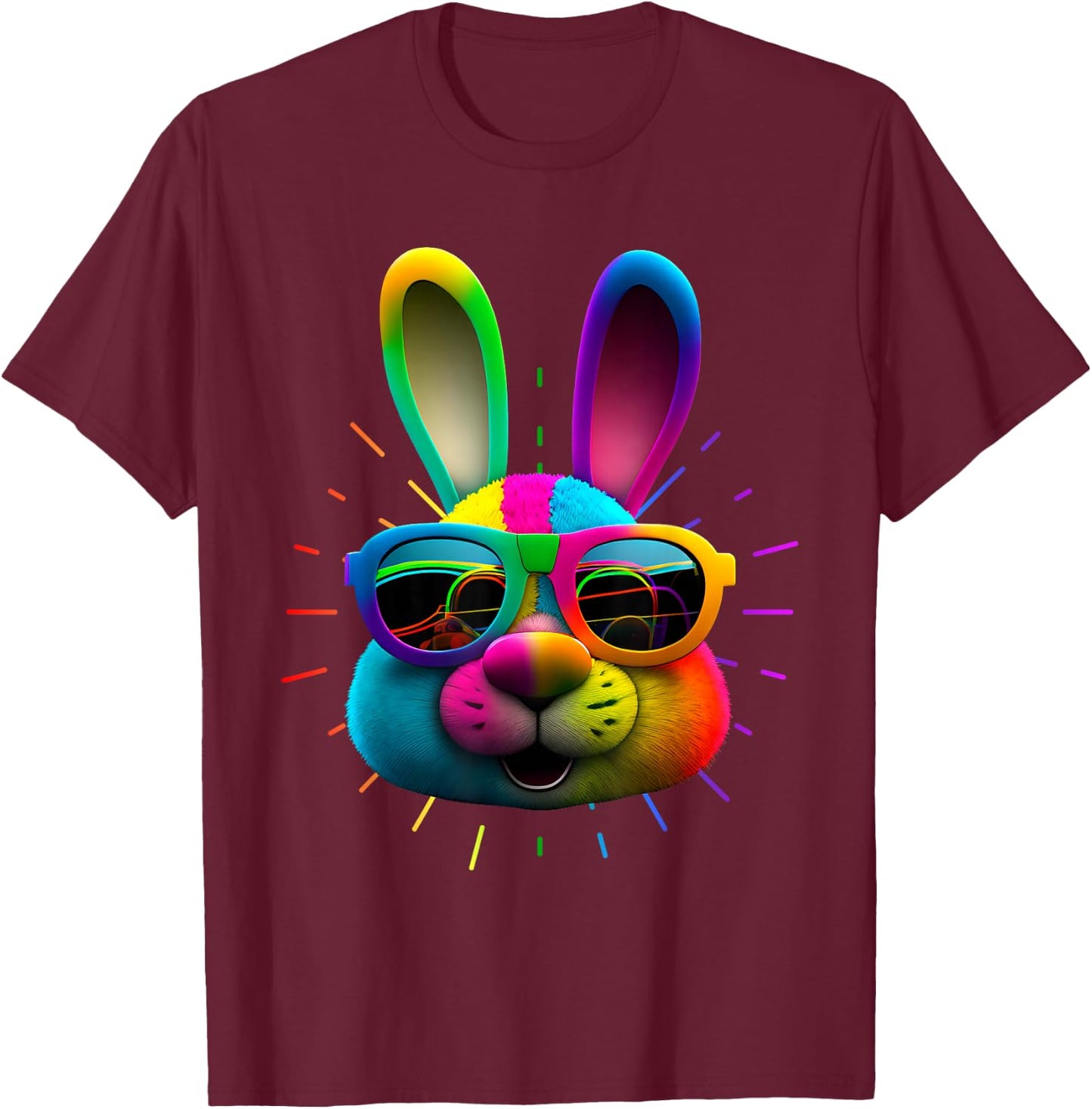 Hasengesicht Cooler Osterhase mit Brille Ostern Bunny Schwarz Klein Erwachsene Oster T-Shirt - T-Shirt | Maroon