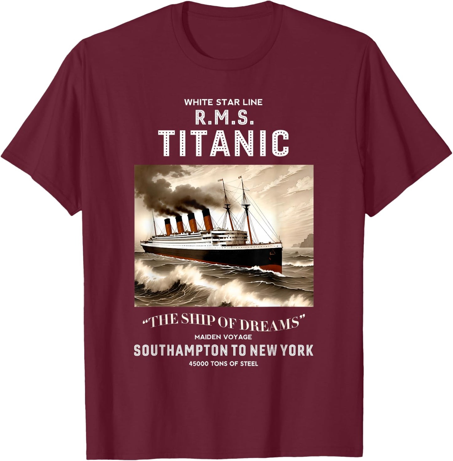 White Star Line RMS Titanic Ship für Jungen Kinder Herren T-Shirt - T-Shirt | Maroon