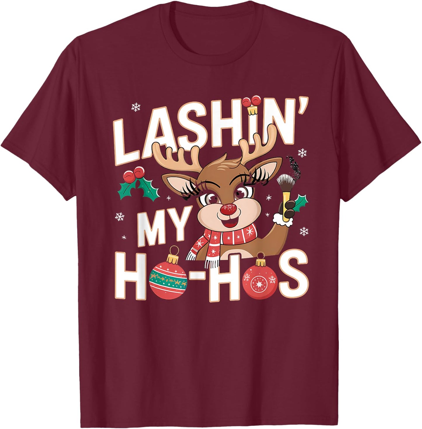 Xmas Cosmetics Lash Artist Lash Tech Girls T-Shirt - T-Shirt | Maroon