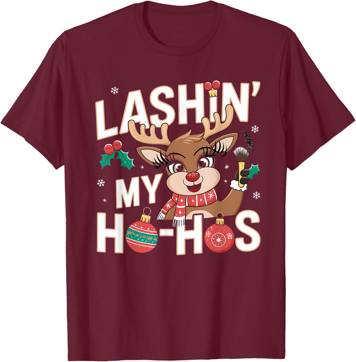 Xmas Cosmetics Lash Artist Lash Tech Girls T-Shirt - T-Shirt | Maroon